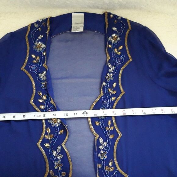 Roaman's Womens 3pc Indigo/Multi Beaded Pant Set - Picture 8 of 10